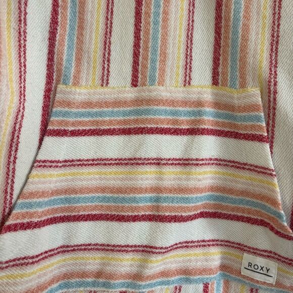 Roxy Colorful Striped Summer Beach Poncho Hoodie, Size Large - Picture 6 of 12